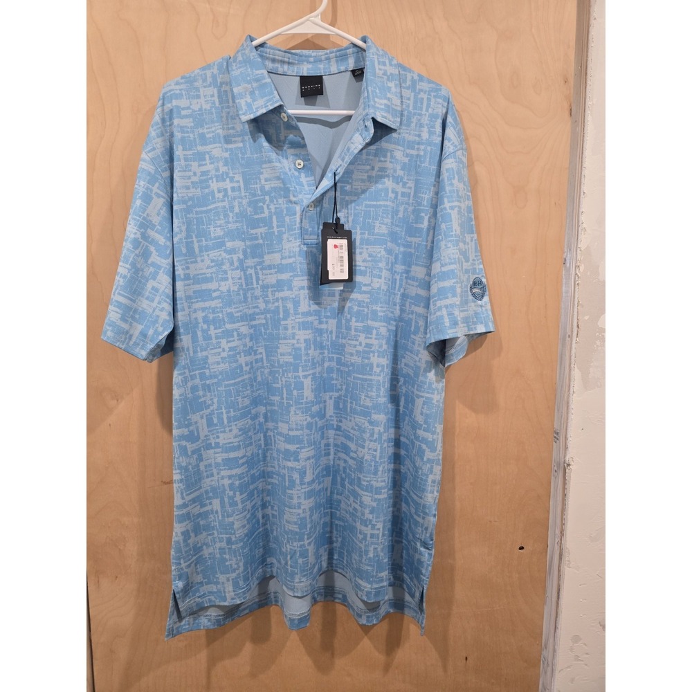 Dunning Golf Light Blue Geometric Polo‎ Shirt XL New with Tags